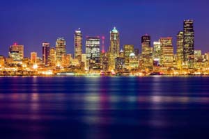 seattle skyline at night